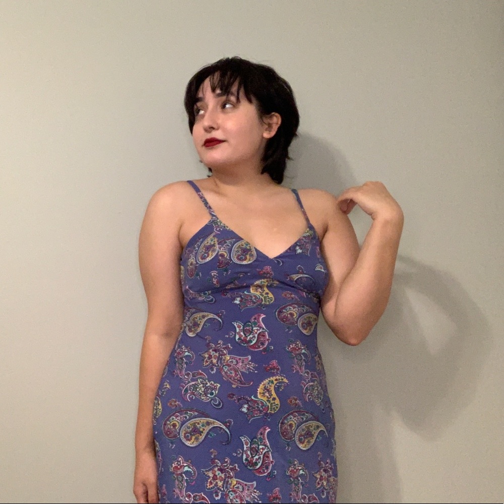 Express purple paisley slip dress